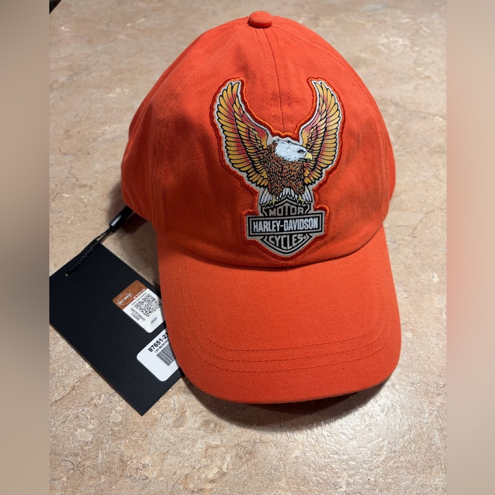Harley Davidson Women’s Classic Eagle Baseball Cap OS NWT Orange